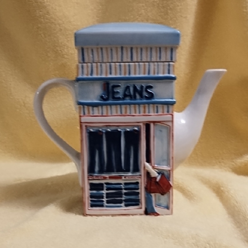 Blue and White Ceramic Teapot